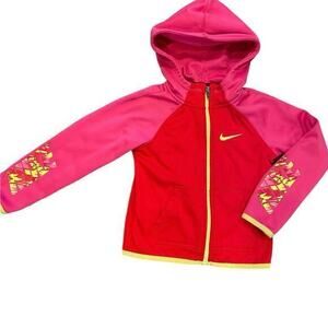 Nike Colorblock Neon Pink, Yellow & Red Full Zip Hoodie Girls Toddler XS‎